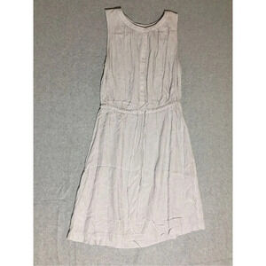 Womens Loft Dress Size Medium Blue White Black Stripes Dress Tie Waist Casual